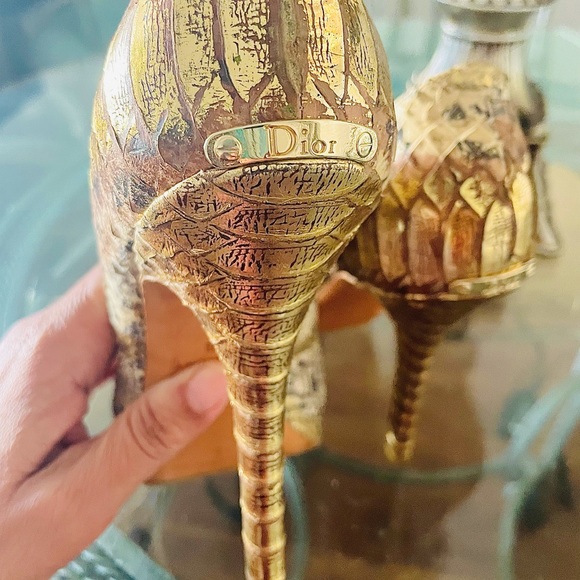 Christian Dior Python Leather Embossed Peep Toe Shoes - Picture 10 of 16